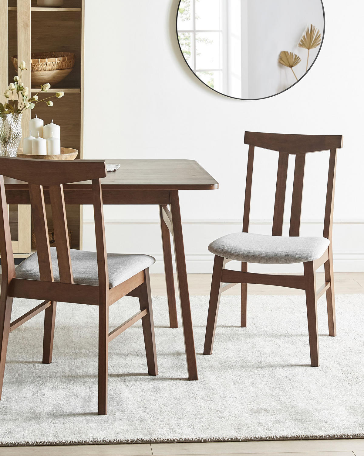 ESSZIMMERSTUHL 2er-Set Hellgrau Avalon - Hellgrau/Braun, Holz (47/86/58cm) - Beliani