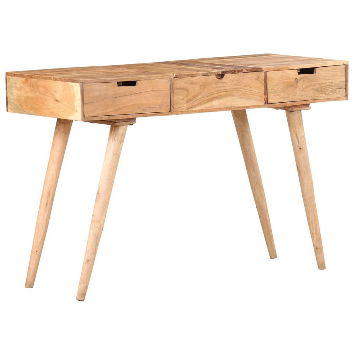 SCHMINKTISCH mit klappbarem Spiegel und 3 Schubladen, 112/45/76 cm, aus Massives Akazie - Schwarz/Braun, Holz (45/45/112cm) - vidaXL