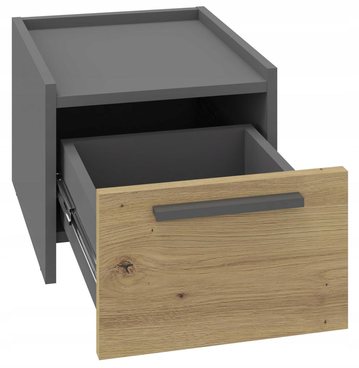 NACHTTISCH ALTIVO 1SW Anthrazit Grau-Artisan Eiche 36/35,6/29,6 cm - Anthrazit/Eiche Artisan, Holzwerkstoff (36/29.6/35.6cm) - Matkam Möbel