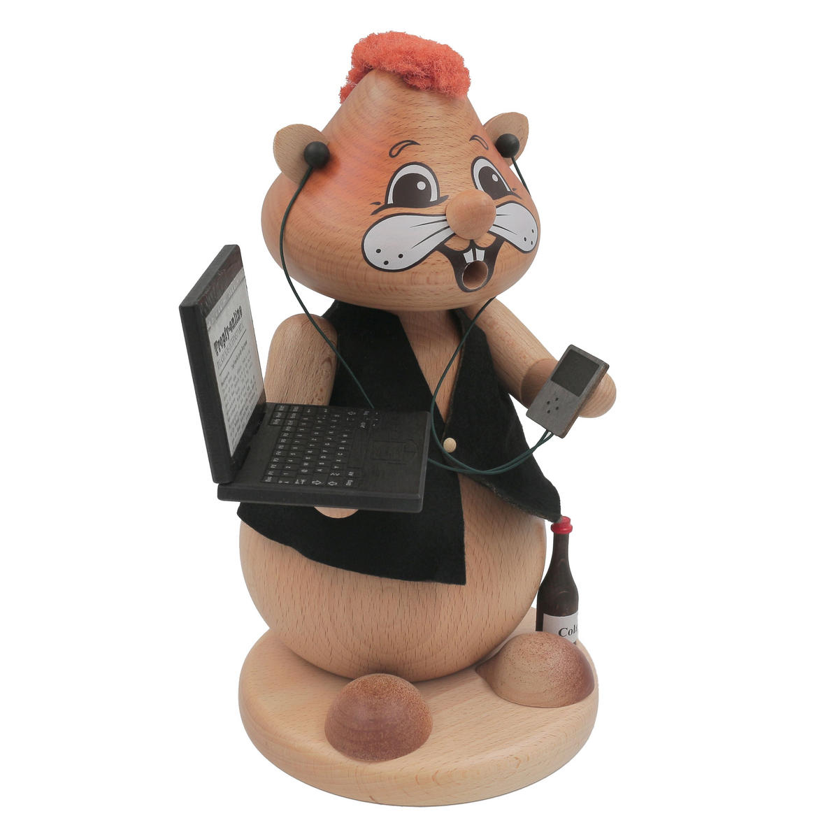 RAUCHFIGUR Hamster Computerfreak 24 cm - Multicolor, Holz (15/1/0.1cm)