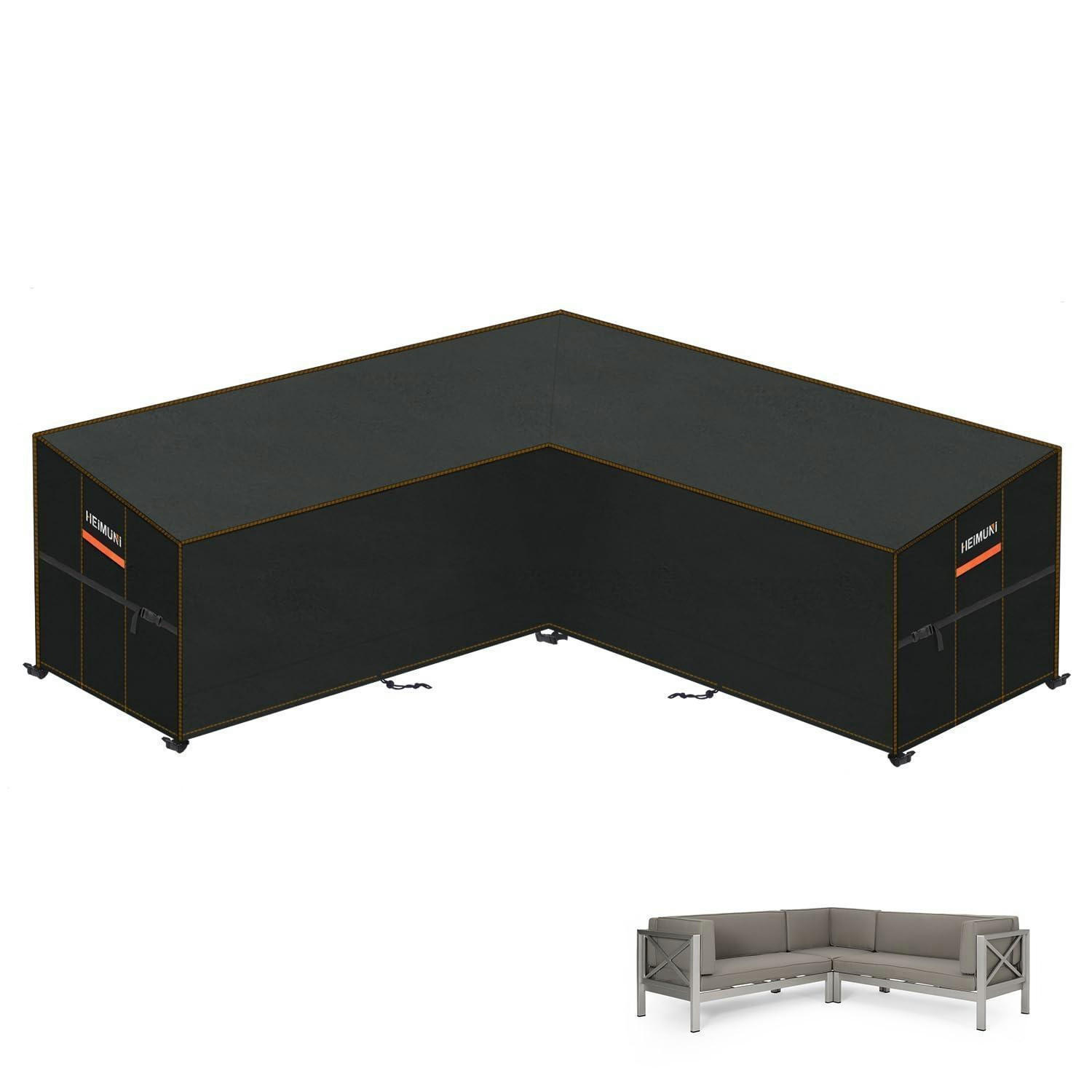 GARTENMÖBEL Abdeckung L-Form Sofa 255x255x100x80/65cm Wasserdicht - Schwarz, Kunststoff (100/100/255cm)