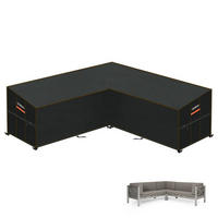 GARTENMÖBEL Abdeckung L-Form Sofa 255x255x100x80/65cm Wasserdicht - Schwarz, Kunststoff (100/100/255cm)