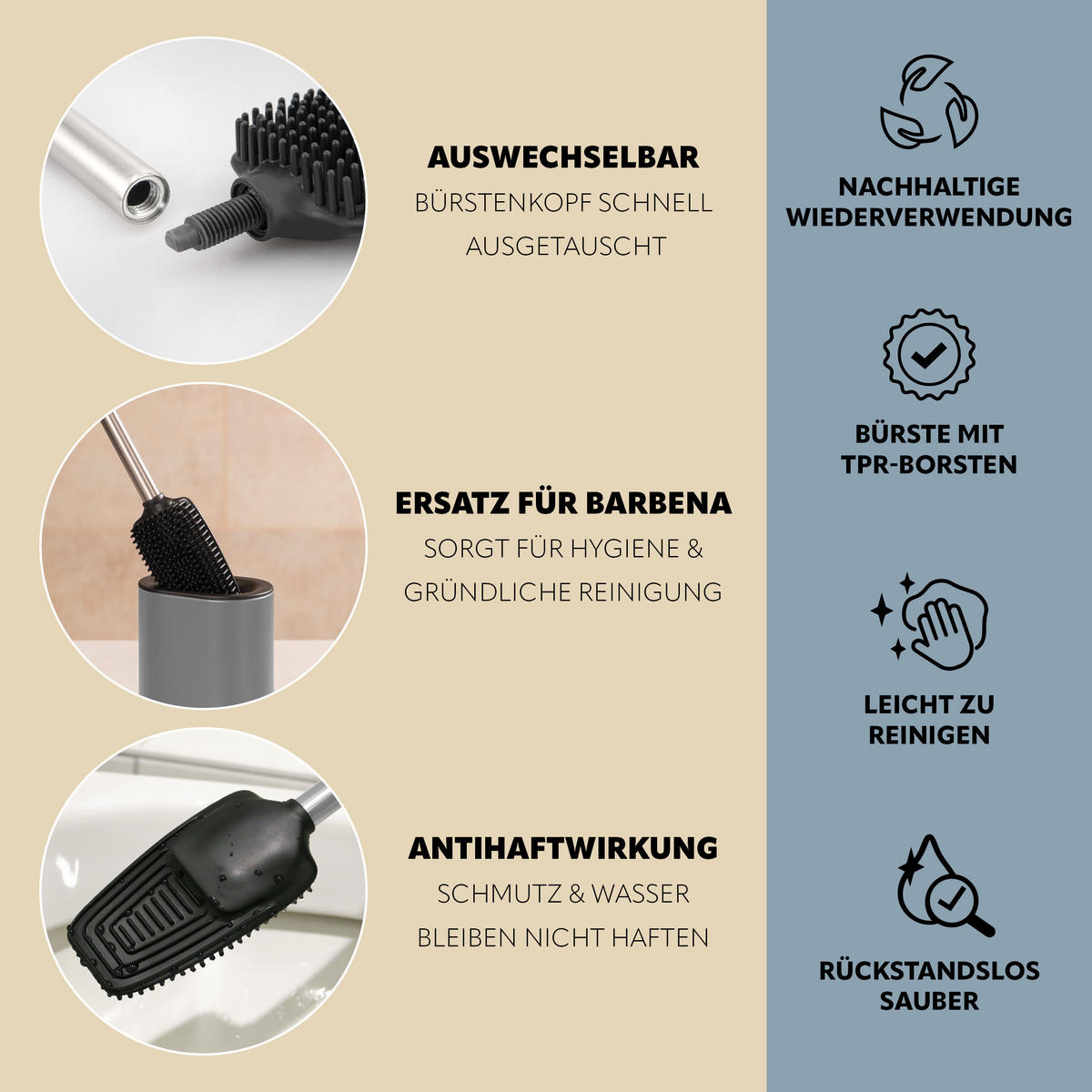 BÜRSTENGRIFF BARBENA, Edelstahl 2 Stück - Edelstahlfarben, Metall (1.5/1.5cm) - bremermann