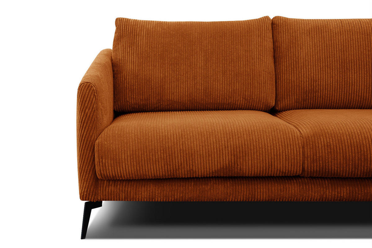 SOFA VILT 2,5-Sitzer, orange - Schwarz/Orange, Holzwerkstoff/Kunststoff (202/89/94cm) - Courtois Laville
