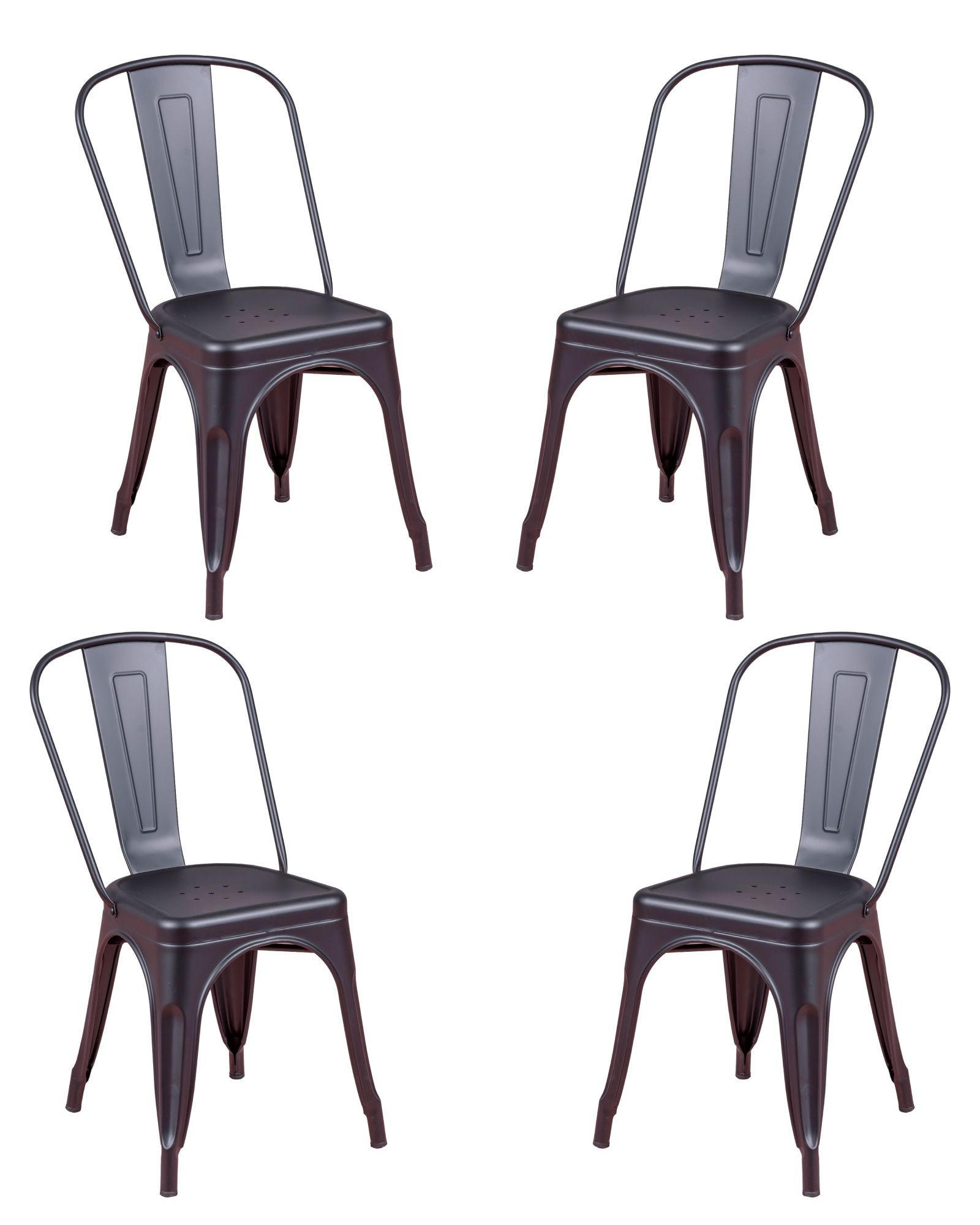 STÜHL-SET 4 Stück Metall Schwarz - Schwarz, Metall (44/85/55cm) - Nest Dream