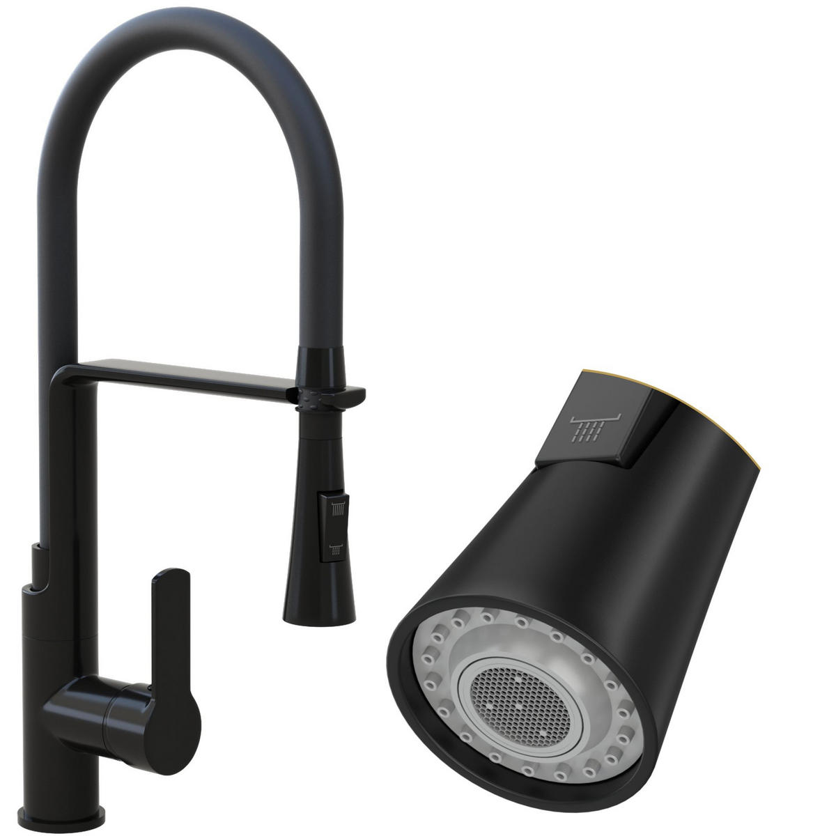 SPÜLBECKEN Napo Schwarz 3-tlg. Set 42 cm Unterbau Granit mit Armatur Vegas Chrom und Syphon Chrom - Schwarz, Stein (42/42/20cm) - Granitan