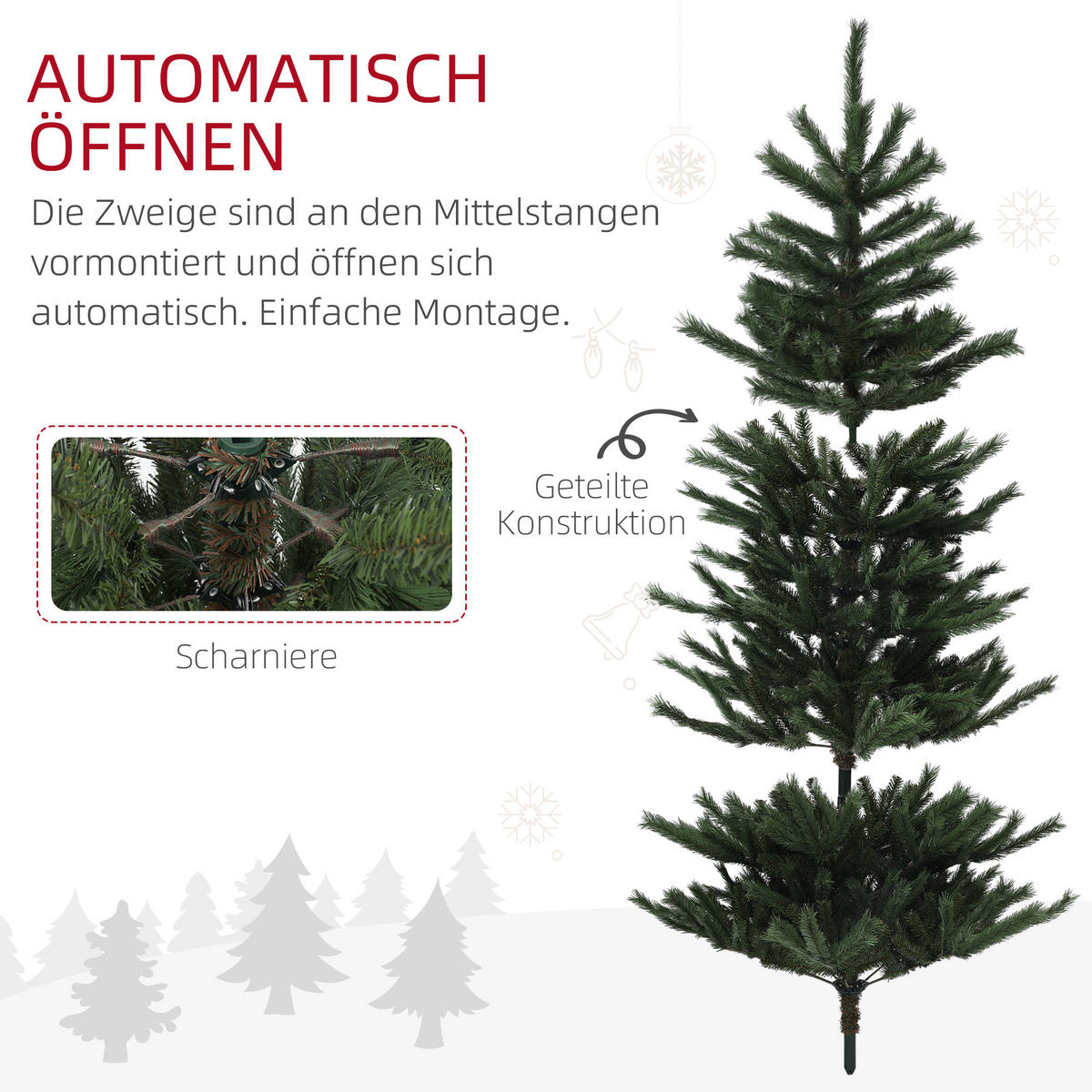 WEIHNACHTSBAUM, 180 cm - Grün, Kunststoff/Metall (180cm) - HOMCOM