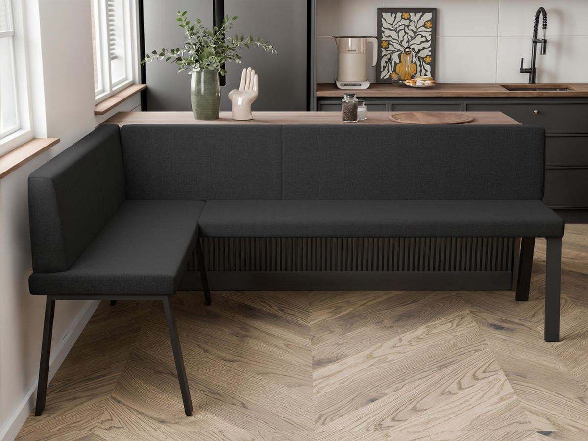 ECKBANK links MONO Y Webstoff glatt, 128/168 cm Anthrazit - Anthrazit, Textil/Metall (128/168cm) - Idohome
