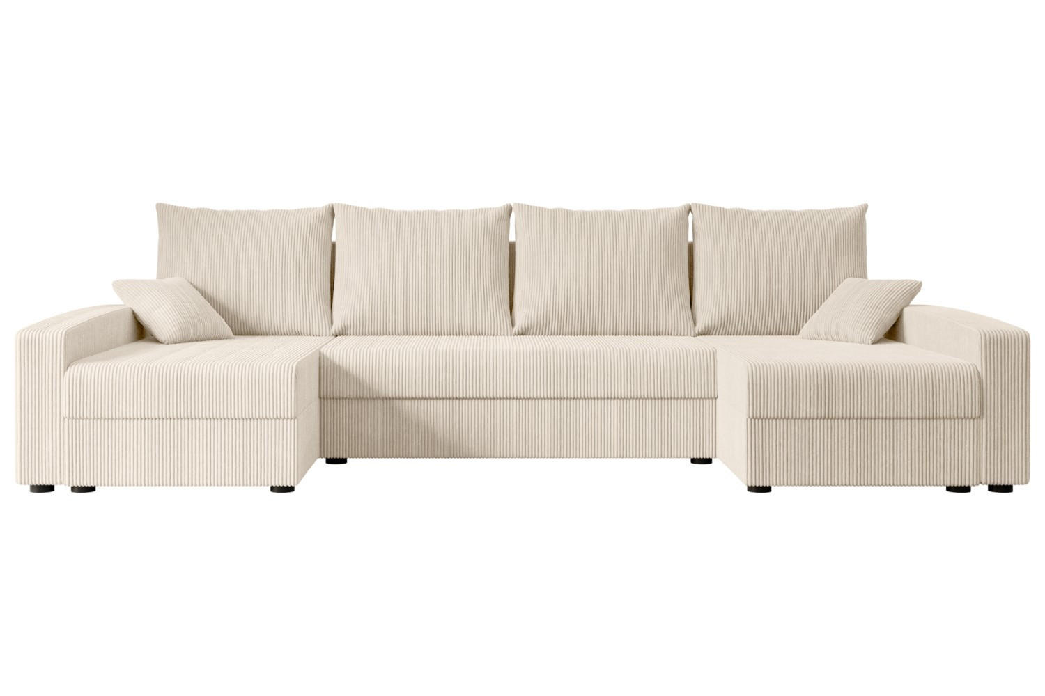 WOHNLANDSCHAFT mit Schlaffunktion und Bettkasten ALESIA-U 301x140x90 cm Beige Cord - Beige/Silberfarben, Holzwerkstoff/Kunststoff (301/90/140cm) - ALTDECOR
