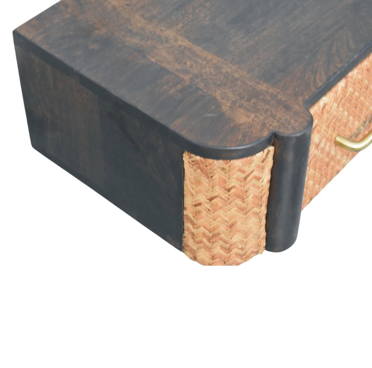 NACHTKASTEN Rattan Geschwungen Wandmontiert, 1 Schublade, Braun - Hellbraun/Messingfarben, Holz/Metall (50/18/32cm) - Artisan Furniture