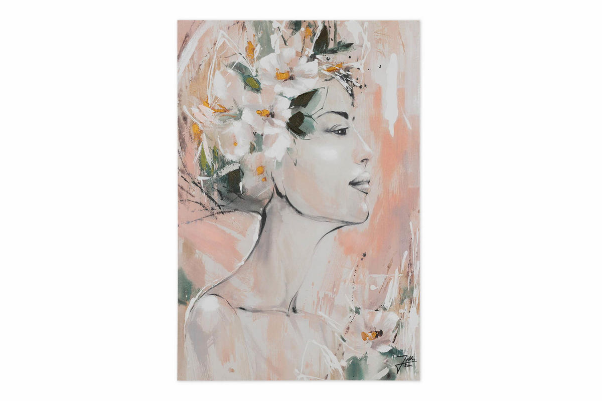 ACRYLBILD HANDGEMALT 60/90 cm - Pink/Beige, Holz/Textil (1.3/90cm) - KUNSTLOFT