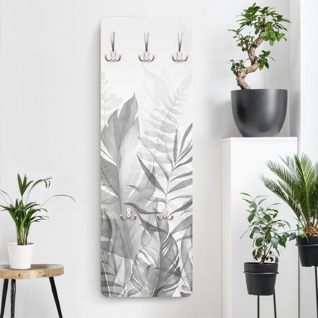 Thumbnail - Bilderwelten Wandgarderobe, Schwarz, Holzwerkstoff, Baum/Pflanze/Natur, Rechteckig, 34x105x1.6 cm, Garderobe, Garderoben...