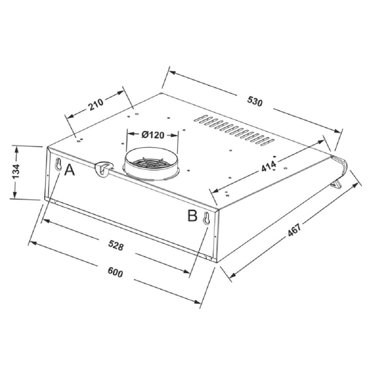 DUNSTABZUGSHAUBE GCH F 590 60 WH 60 cm Weiß - Weiß, Metall (60/13.4/46.7cm) - Gurari