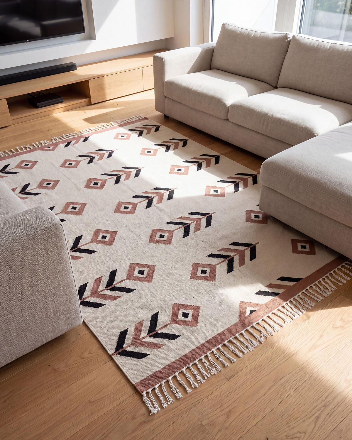 KELIM-TEPPICH Niavan 200/140 cm - Beige, Textil (140/200cm) - Beliani