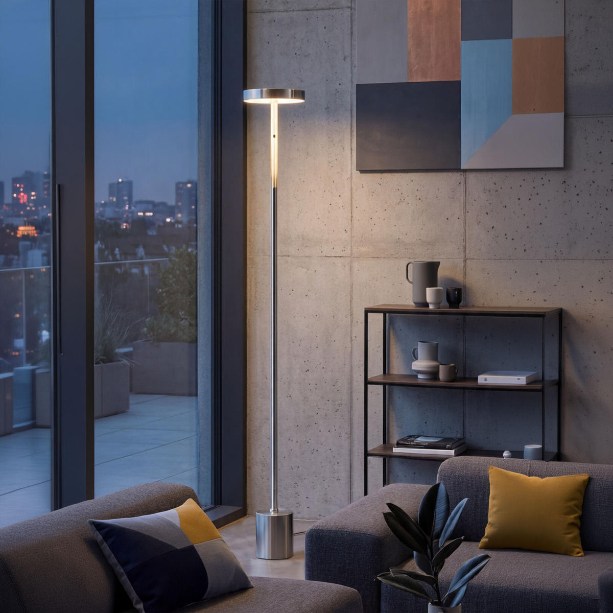 LED-STEHLEUCHTE Metall dimmbar Gestensteuerung warmweiß 3000K 700 Lumen modernes Design Wohnzimmer Schlafzimmer Höhe 140cm - Chromfarben, Metall (16/16/140cm) - Northpoint