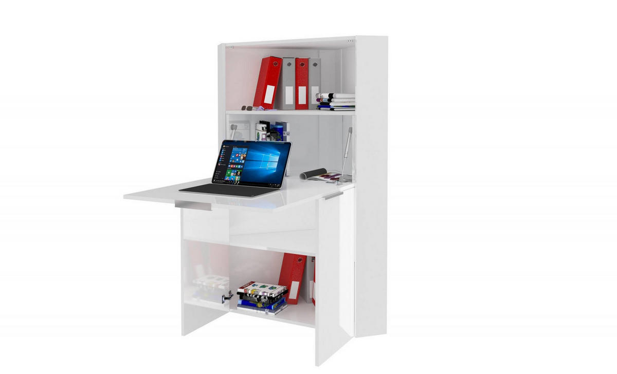 SCHREIBTISCH Glänzendes Weiß 35/70/140 cm - Weiß, Holzwerkstoff (35/70/140cm) - DMORA