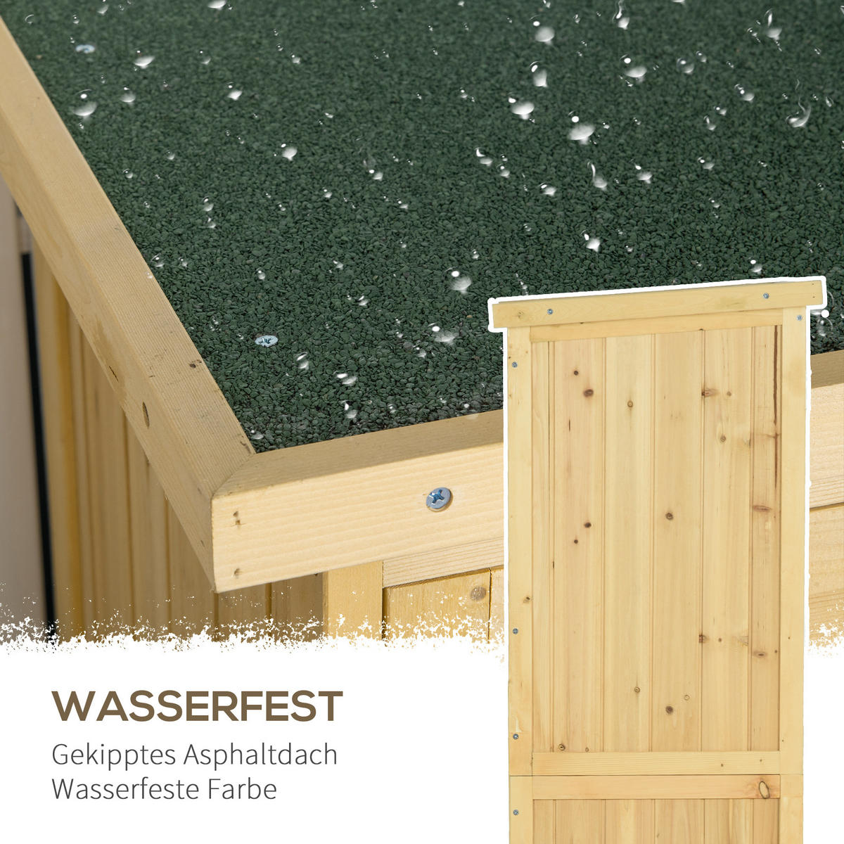 GARTENSCHRANK Geräteschrank, Holz Geräteschuppen, mit Asphaltdach, 4 Fächer, Natur - Fichtefarben, Holz (465/160/87cm) - Outsunny