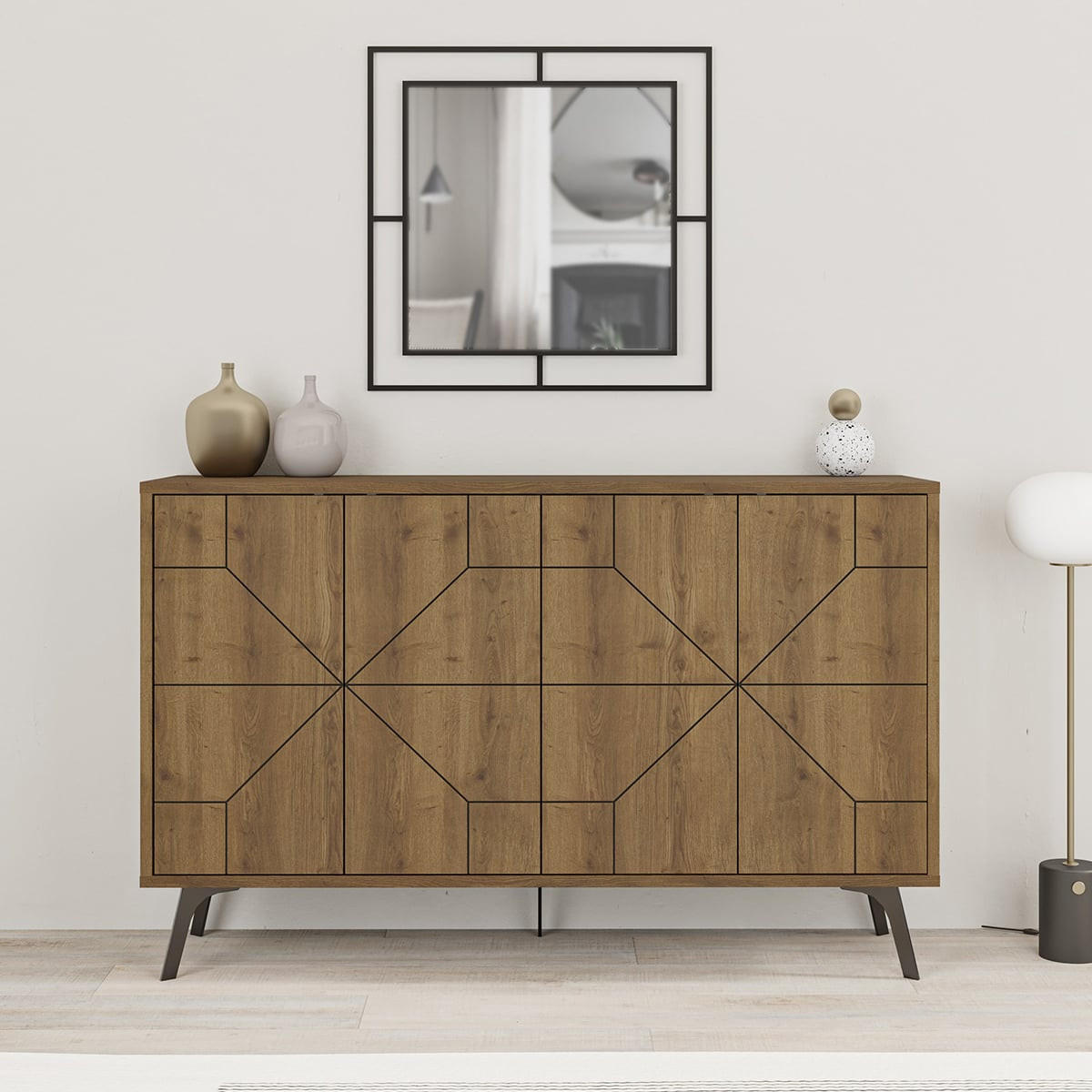 BUFFET 4 Türen L123 cm - Dune - Eichefarben, Holzwerkstoff (35/77.4/123cm) - Calicosy