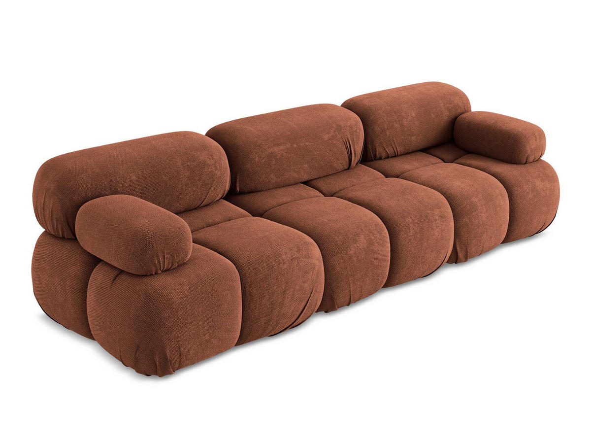 3-SITZER SOFA Chenille Stoff Orange - Terra cotta/Schwarz, Kunststoff/Textil (285/70/96cm) - Makamii