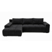 ECKSOFA Ovia mit Bettkasten und Schlaffunktion, Bouclé-Stoff in L-Form - Schwarz, Textil (270/185cm)