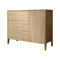 KOMBIKOMMODE Snugly 1D3S SU03 - Eichefarben/Goldfarben, Holz/Holzwerkstoff (112/91/45cm) - MIRJAN24