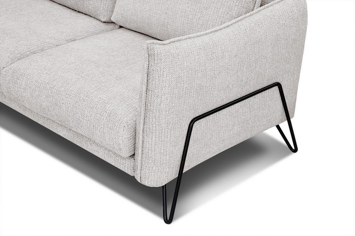 ECKSOFA HOSTEN 4-Sitzer, creme - Creme/Schwarz, Holzwerkstoff/Textil (269/158cm) - Courtois Laville