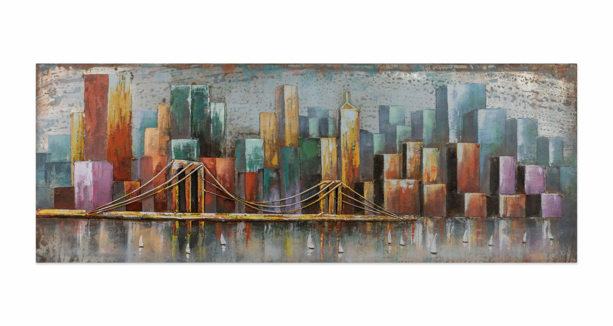 METALLBILD Bunt 140/50 cm - Multicolor, Metall (5/50cm) - KUNSTLOFT