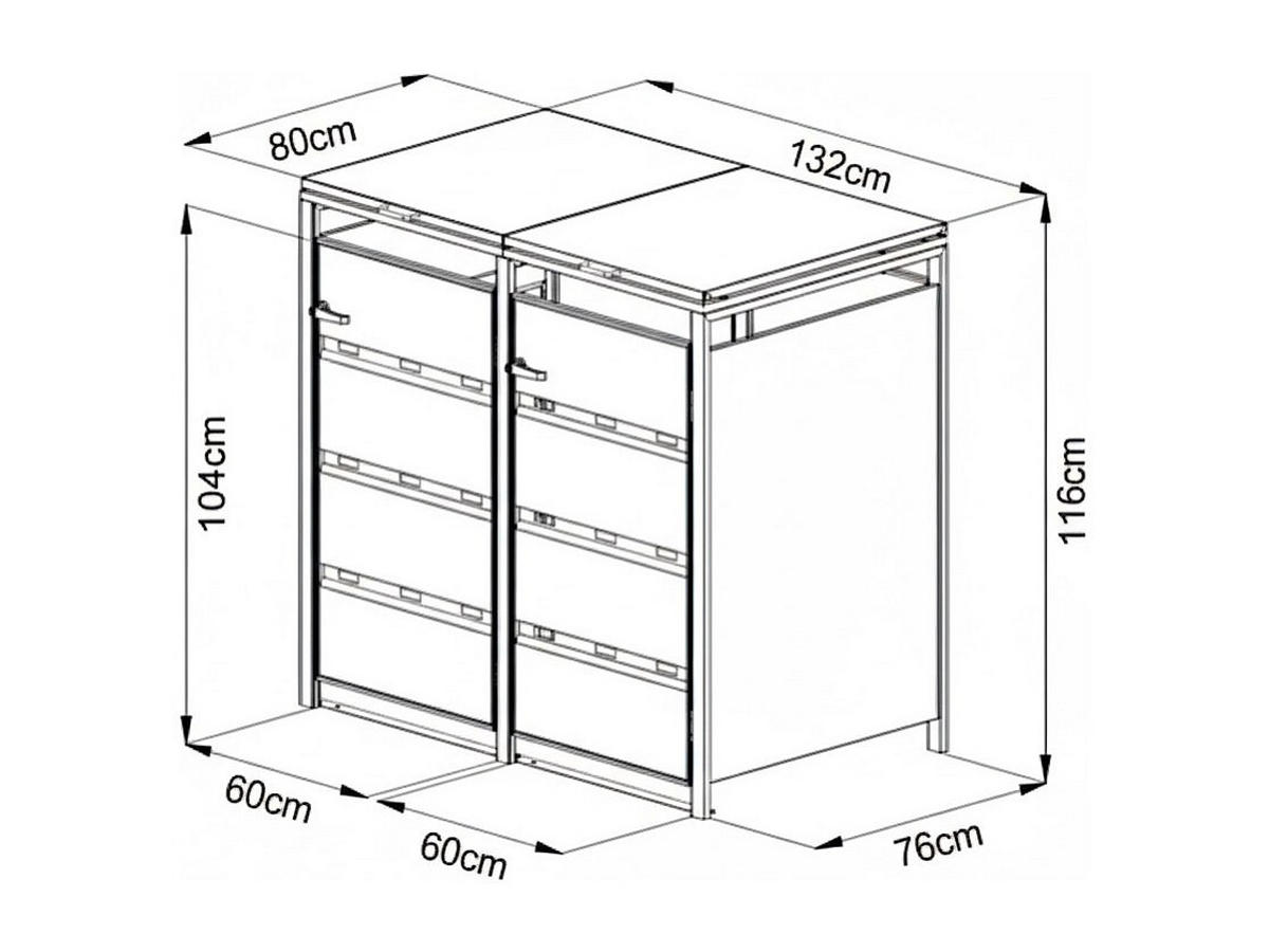 MÜLLTONNENBOX - 120cm x 76cm - Stahl - anthrazitgrau - LOKAFA - Anthrazit, Metall (120/104/76cm) - Vente-Unique