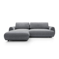 ECKSOFA ZEST Grau Geflochtener Stoff mit Schlaffunktion - Grau, Holz (270/167cm) - MASSENO