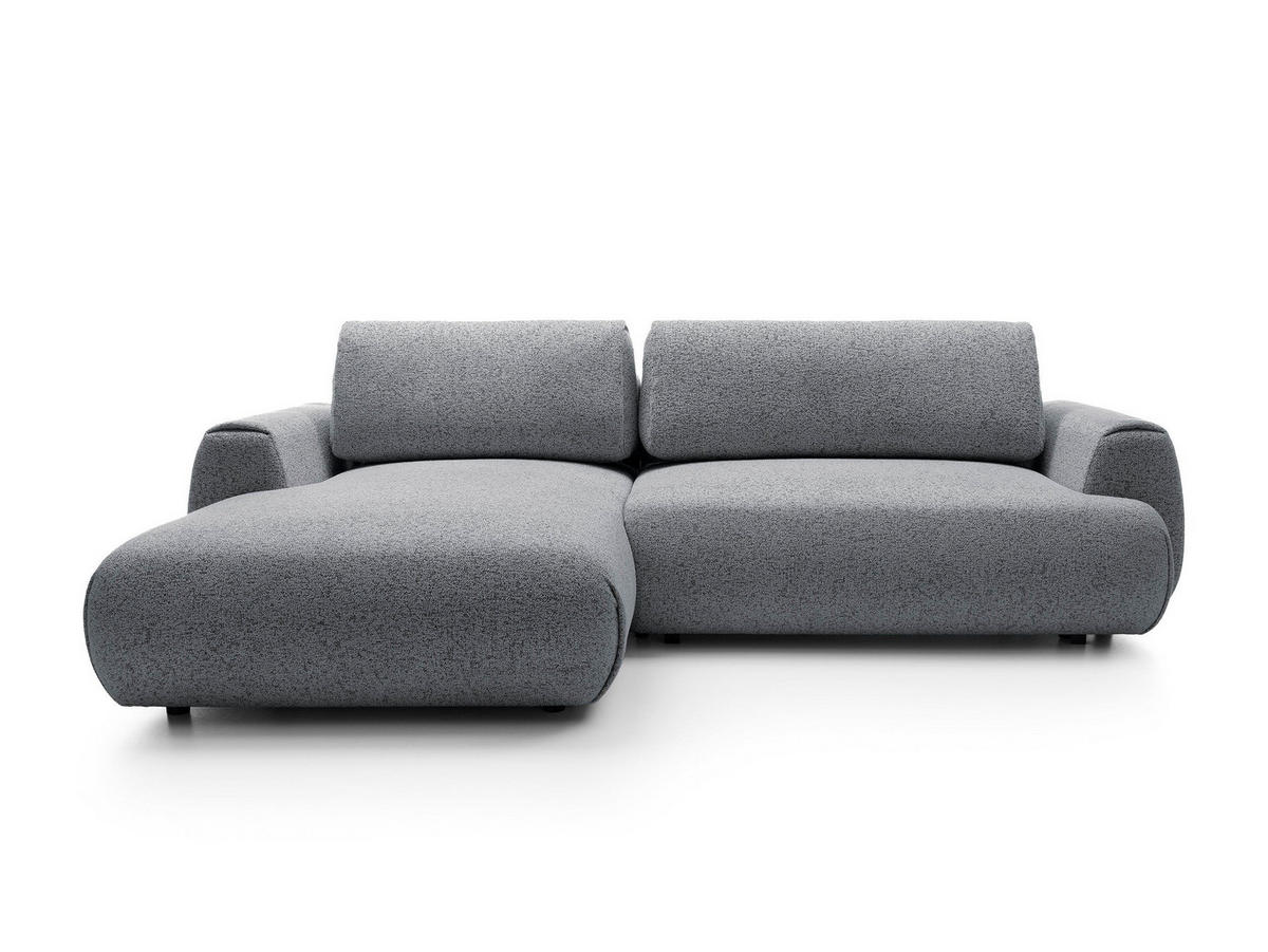 ECKSOFA ZEST Grau Geflochtener Stoff mit Schlaffunktion - Grau, Holz (270/167cm) - MASSENO