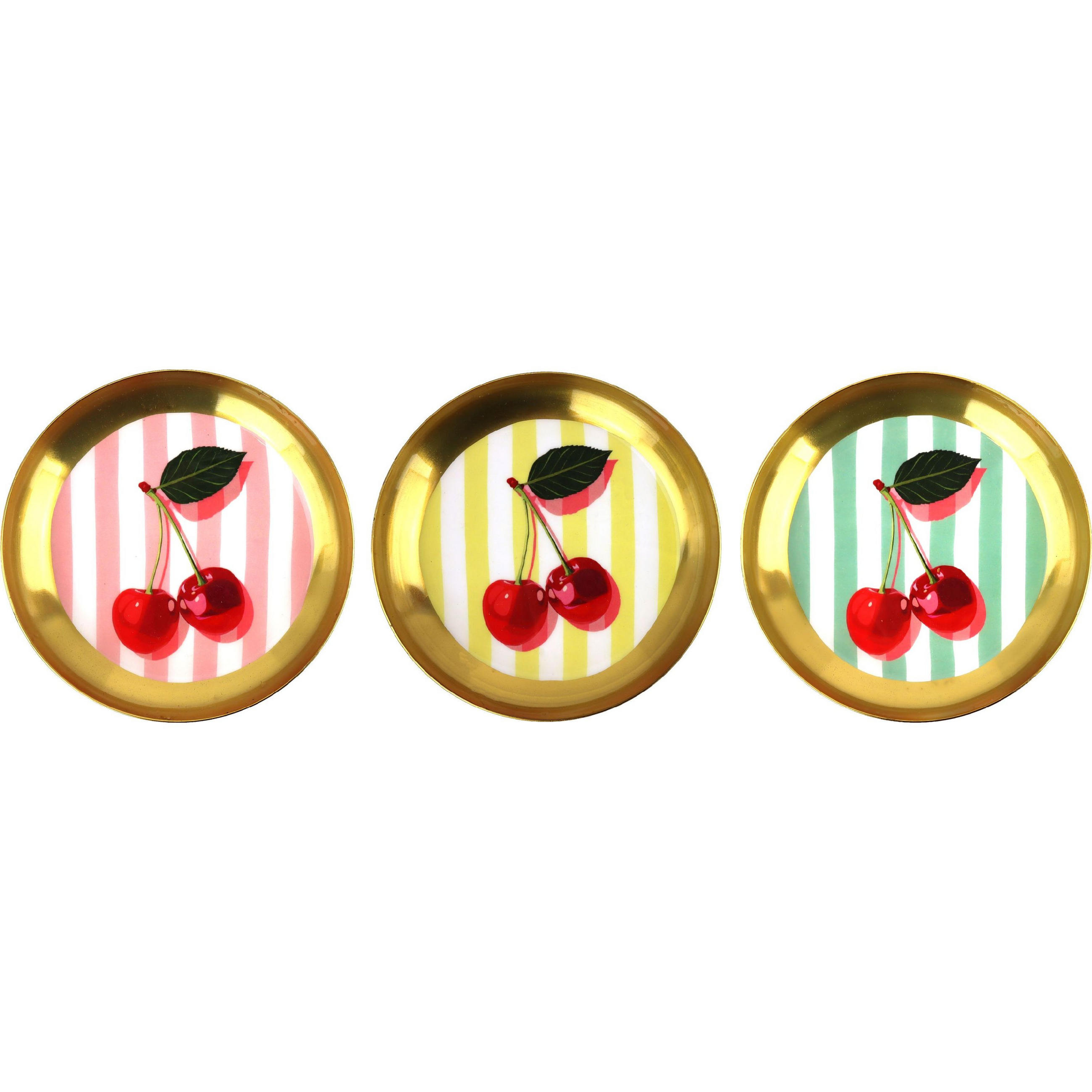 DEKOTELLER & -TABLETTS Chérie Cherry 3er Set 13/13/1,8 cm - Multicolor, Metall (13/1.8cm) - FURNARO