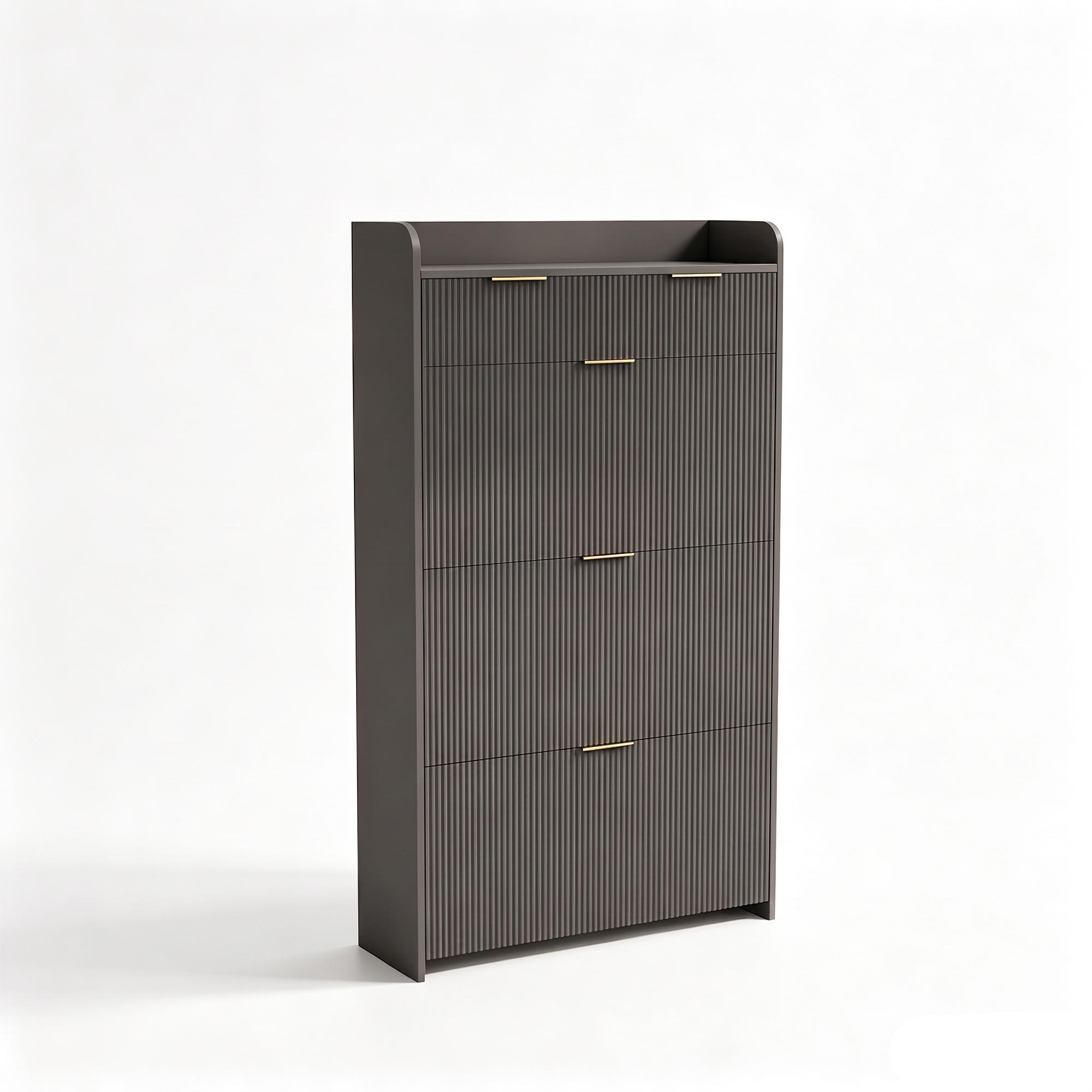 SCHUHSCHRANK mit 3 Fächern und 2 Schubladen, Eingangsmöbel, Schwarz - Schwarz, Holz (24/133/77cm) - GENKI LIVING