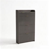SCHUHSCHRANK mit 3 Fächern und 2 Schubladen, Eingangsmöbel, Schwarz - Schwarz, Holz (24/133/77cm) - GENKI LIVING