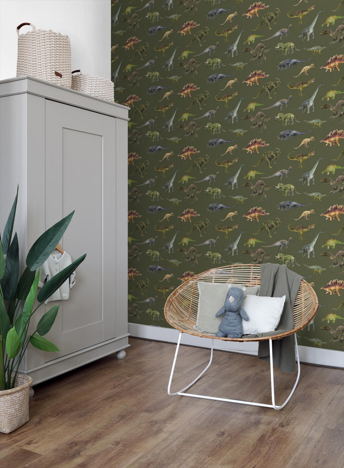 TAPETE Dinosaurier 50 x 900 cm - Grün, Papier (50/0.1cm) - Sanders & Sanders