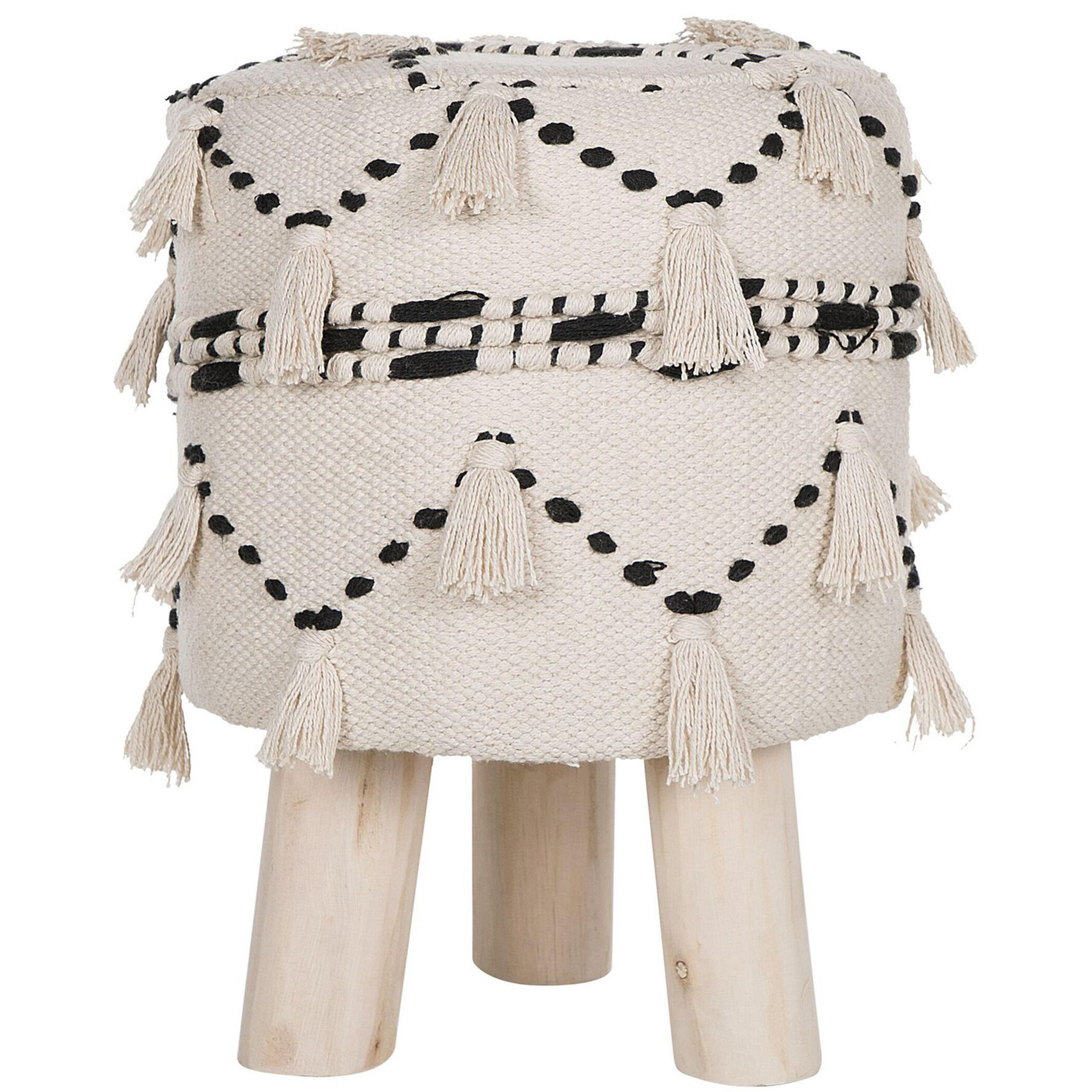 HOCKER Thondi 33/33/44 cm - Beige, Naturmaterialien/Textil (33/44/33cm) - Beliani