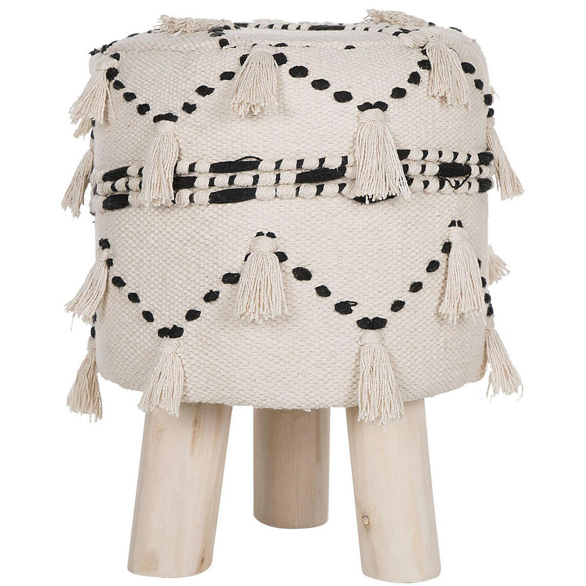 HOCKER Thondi 33/33/44 cm - Beige, Naturmaterialien/Textil (33/44/33cm) - Beliani