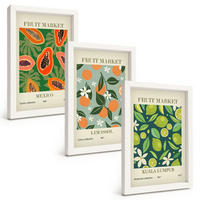 BILDER SET 3er Set - 20x30 cm Weißer Rahmen - Vintage-Poster mit Früchten - Weiß, Kunststoff (20/30cm) - TULUP