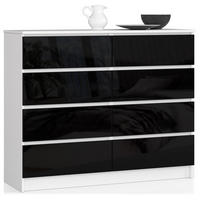 KOMMODE Weiß, Schwarz Glanz 99/120/40 - Weiß, Holzwerkstoff (120/99/40cm) - RAUMHIRSCH FURNITURE