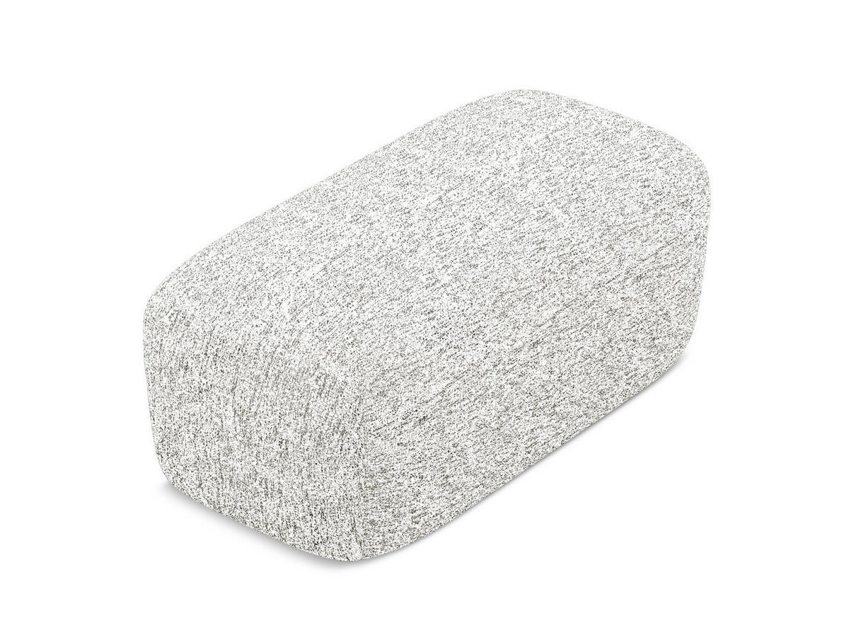 POUF Strukturstoff Stoff Weiß - Beige/Schwarz, Kunststoff/Textil (92/40/48cm) - Makamii