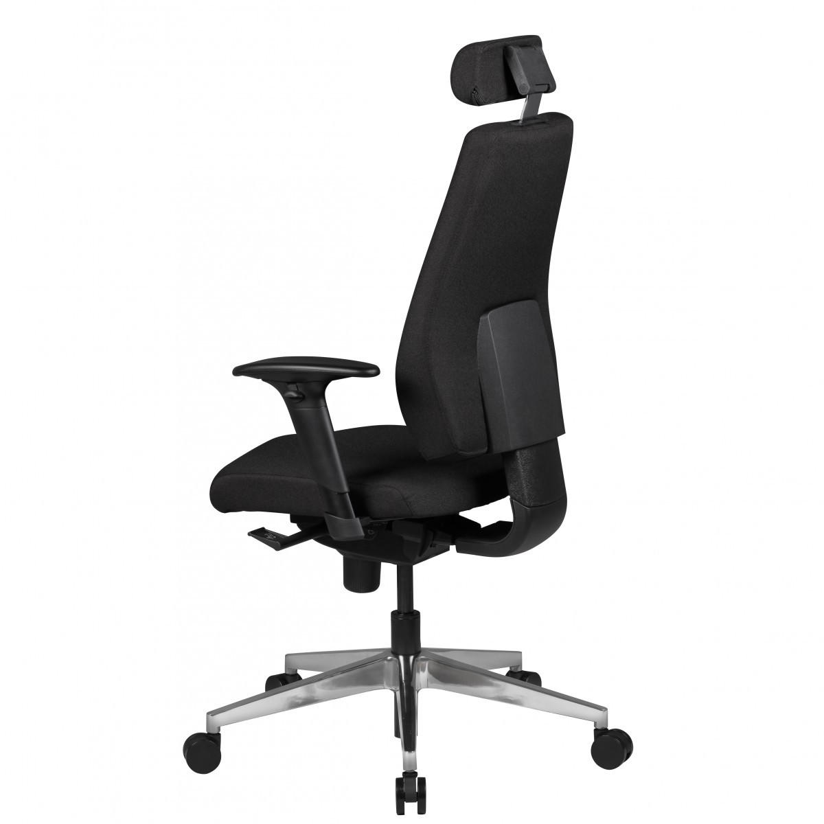 BÜROSTUHL Stoff mit verstellbarer Rückenlehne, Kopfstütze und Aluminiumfußkreuz KOMFORT PLUS - Silberfarben/Schwarz, Textil/Metall (70/141/60cm) - KADIMA DESIGN