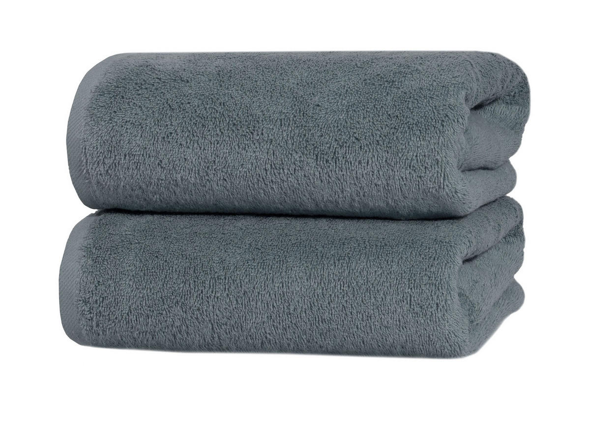 BADETUCH, 2er-Set, 100x150 cm, 100% Baumwolle, Grau - Grau, Textil (100/150cm) - Zollner