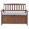 GARTENBANK Akazienholz dunkelbraun mit Stauraum Auflage hellgrau Sovana 120 cm - Hellgrau/Braun, Holz (120/91/60cm) - Beliani