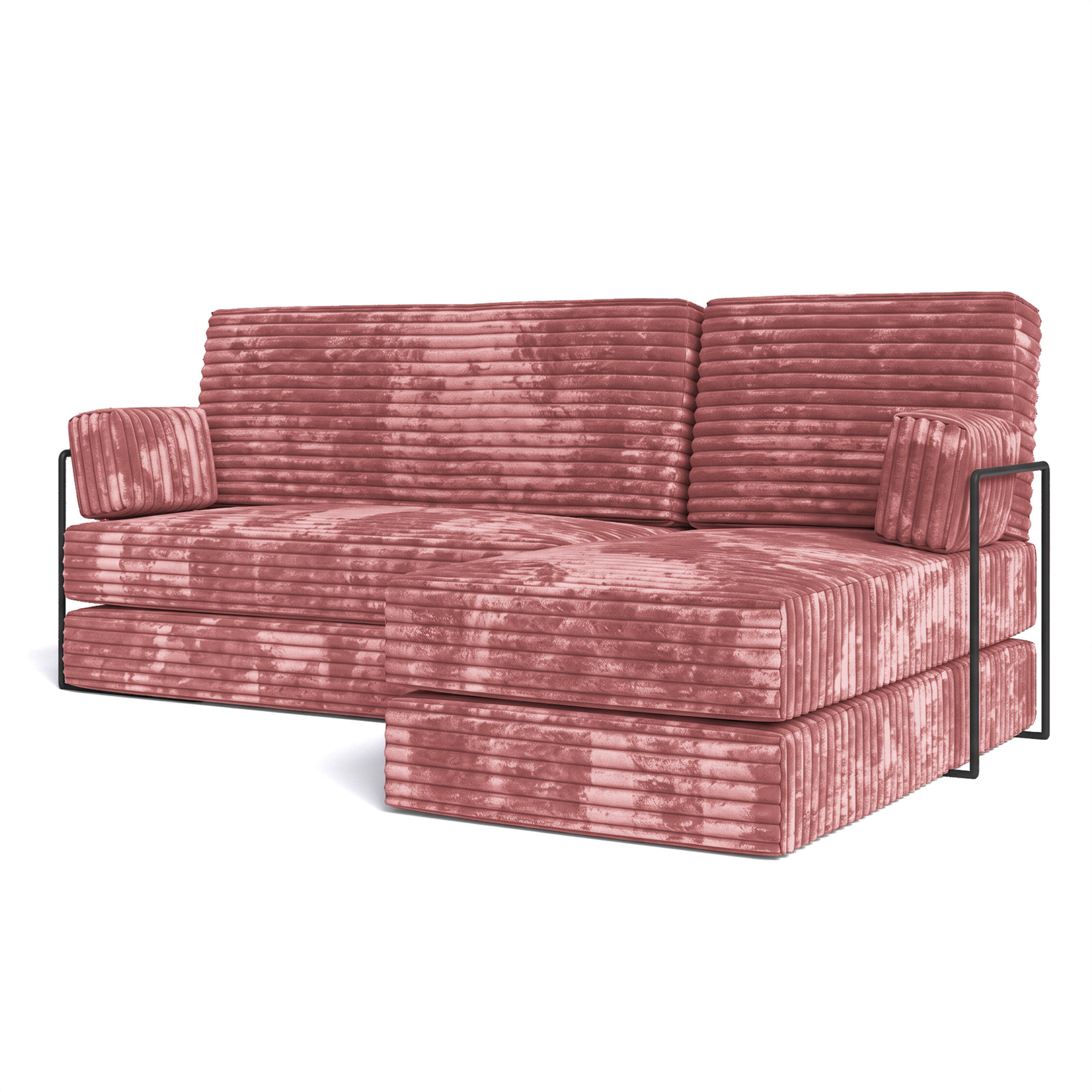 ECKSOFA NOTIA modulares Boneless Sofa mit Schlaffunktion Rosa Kordstoff - Rosa, Textil (200/120cm) - MASSENO