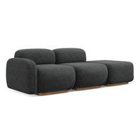 3-SITZER SOFA Rechts Chenille Stoff Grau - Dunkelgrau/Braun, Holz/Textil (258/73/95cm) - Makamii