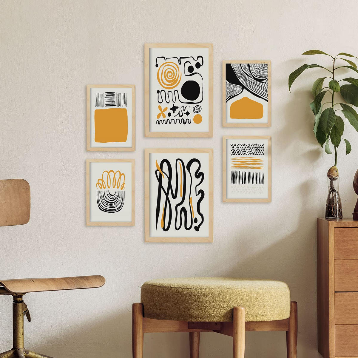 POSTER Set Mit 6 In Schwarzer Tinte Emotionen A3 & A4 Rahmenlos - Klar, Papier (29/3cm) - Nacnic