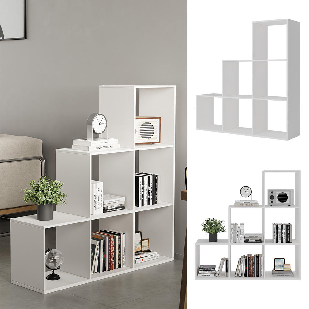 TREPPENREGAL Theresa Weiß 104 x 108 cm 6 Fächer - Weiß, Holzwerkstoff (104/108/29cm) - Vicco