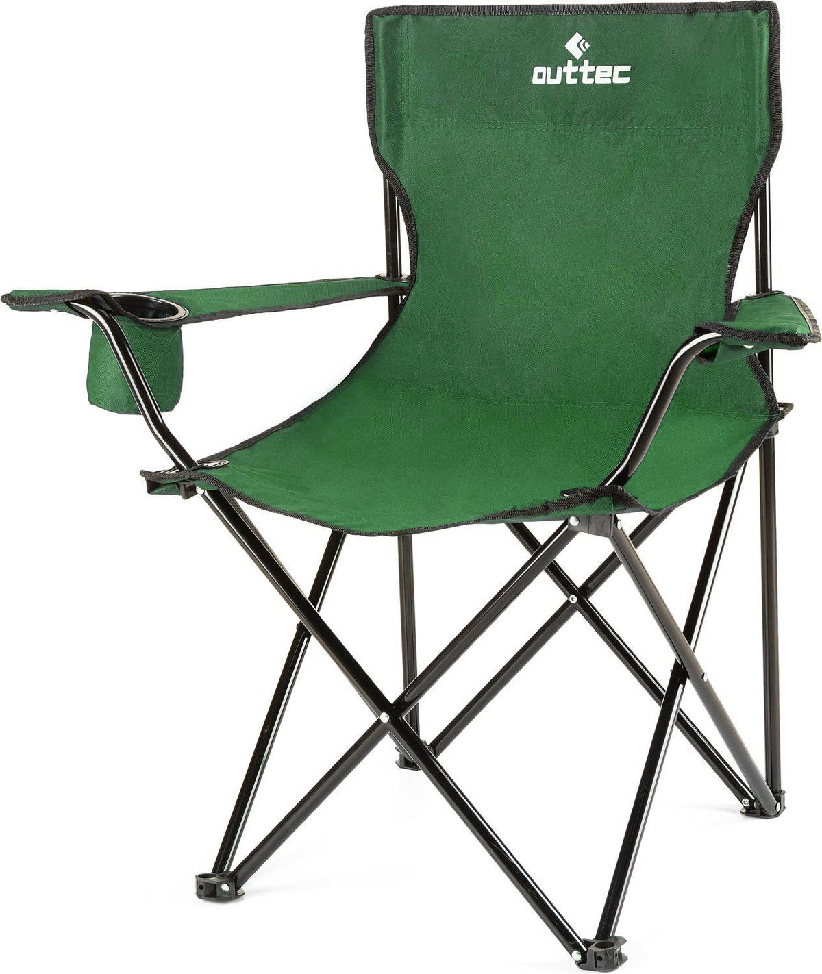 GARTEN-RELAXSESSEL bis 125kg, mit Getränkehalter & Tragetasche - Grün, Textil (75/80/50cm) - Outtec