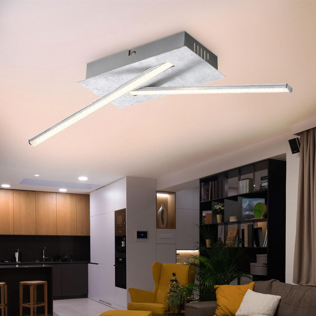 LED DECKENLEUCHTE Fuego Silber metallic - Silberfarben, Metall (48/12/11cm) - Globo Lighting