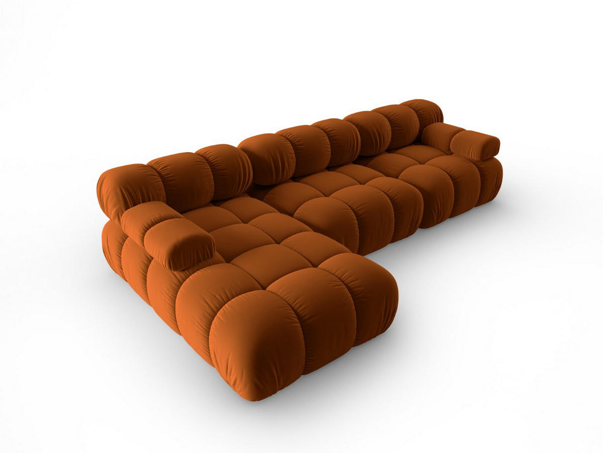 MODULARES-ECKSOFA links Bellis aus Samt terrakotta 4 Sitzplätze - Terracotta, Textil (122/285cm) - Micadoni