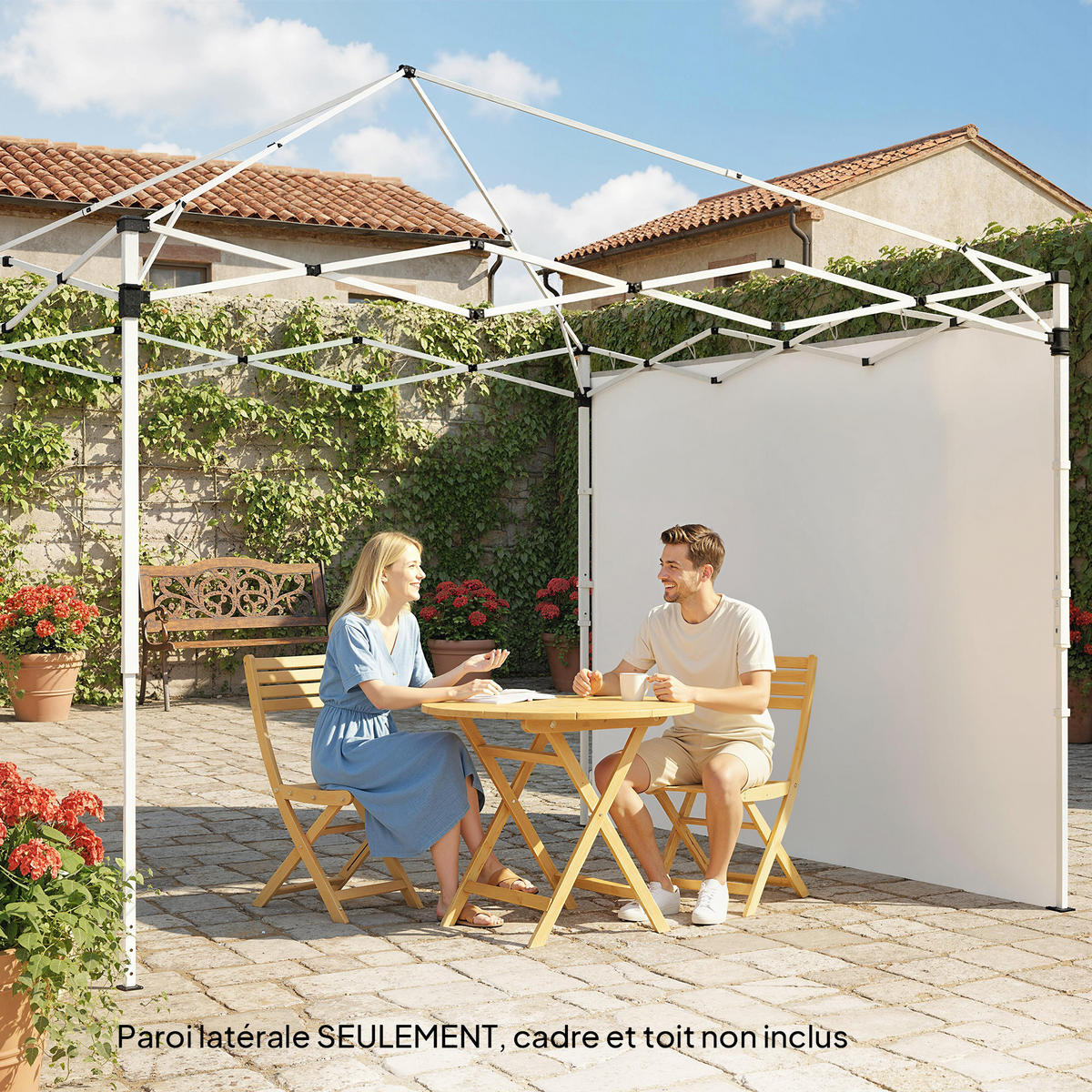 SEITENWÄNDE DE-12731 2er-Set für 3x3/3x6 m mit Klettverschluss Weiß - Weiß, Textil (1/195/295cm) - ComfortXL